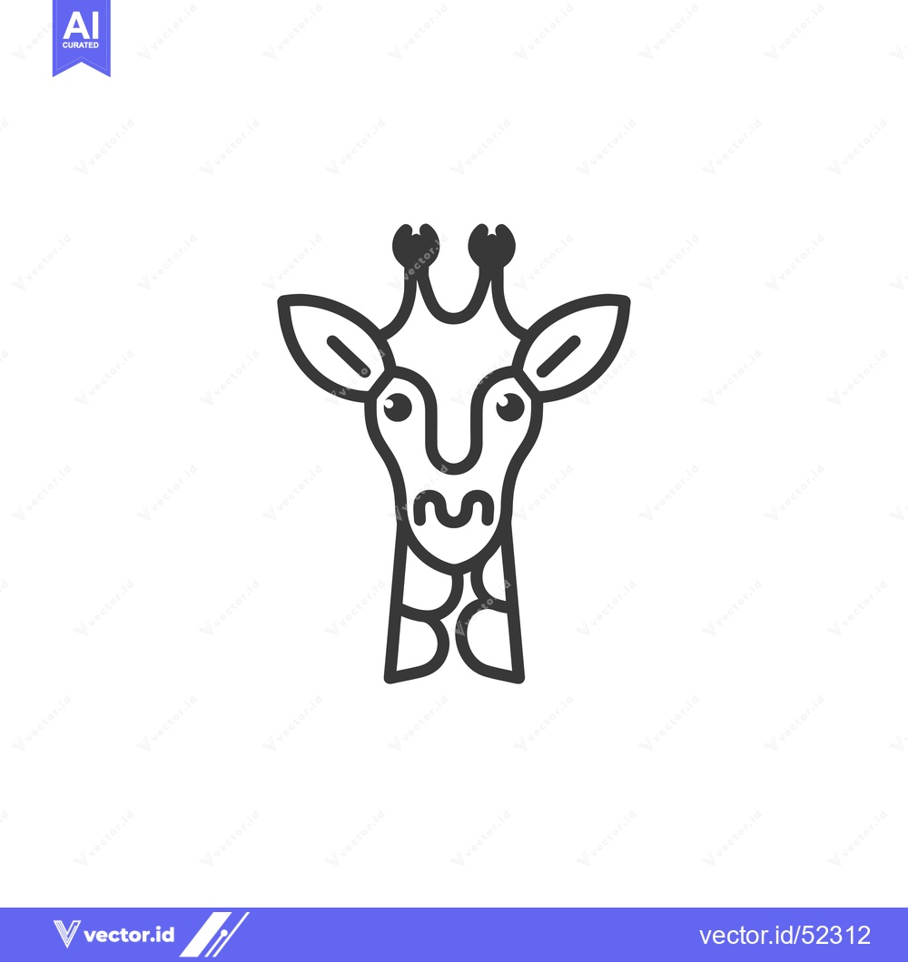 Premium Vector dari Line Art Illustration of a Giraffe's Head and Neck