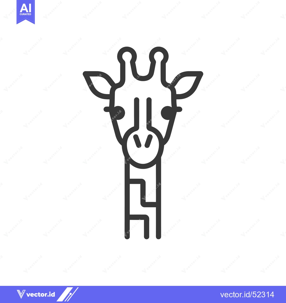 Premium Vector dari Line Art Illustration of a Giraffe's Head and Neck