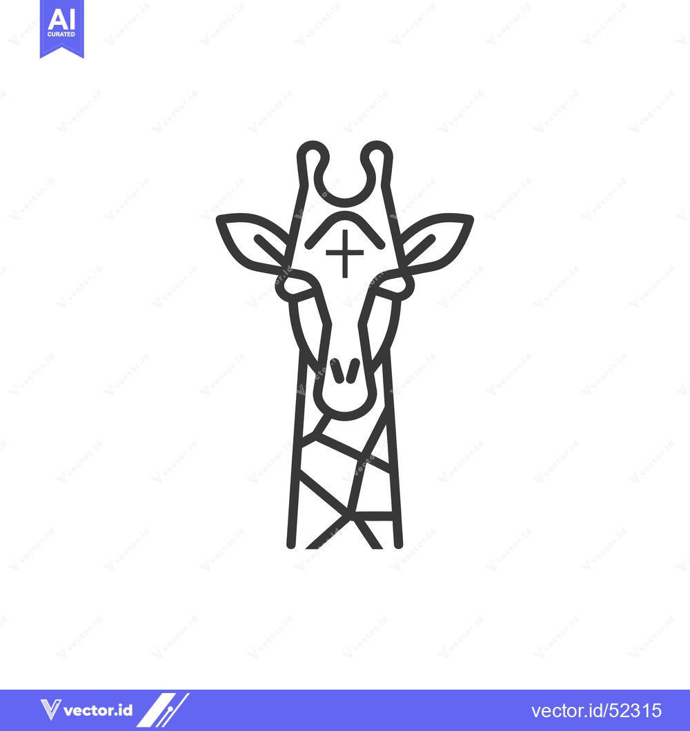 Premium Vector dari Line Art Illustration of a Giraffe's Head with a Cross
