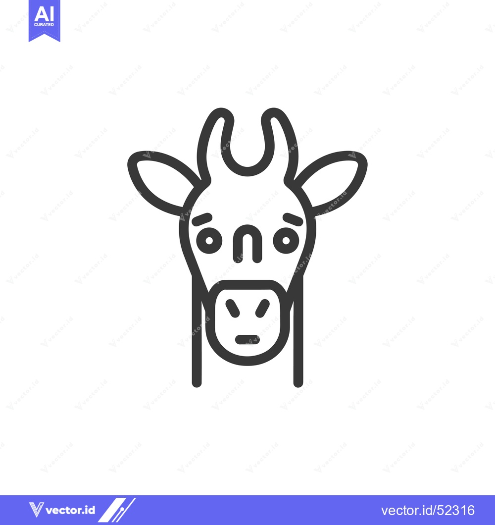 Premium Vector dari Line Art Illustration of a Giraffe's Head with a Serious Expression
