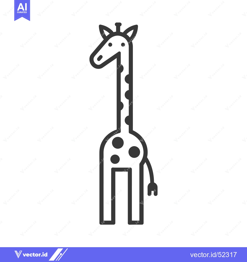 Premium Vector of Line Art Illustration of a Giraffe with a Long Neck and Spots