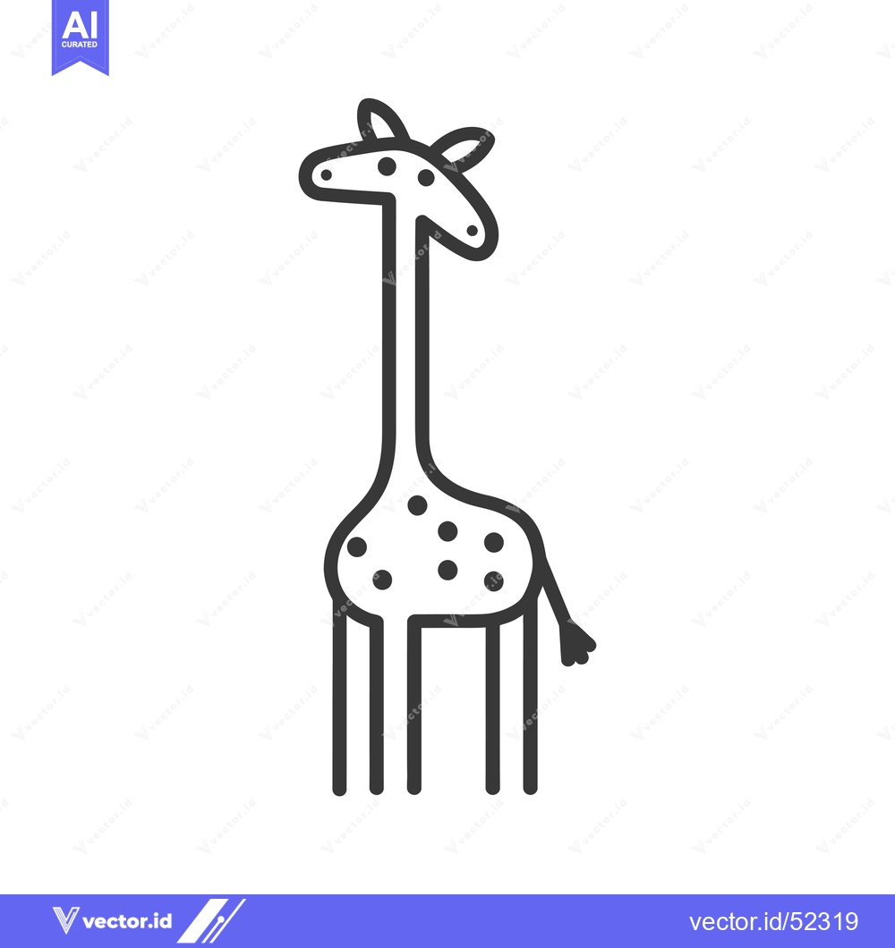 Premium Vector of Line Art Illustration of a Giraffe with Spots