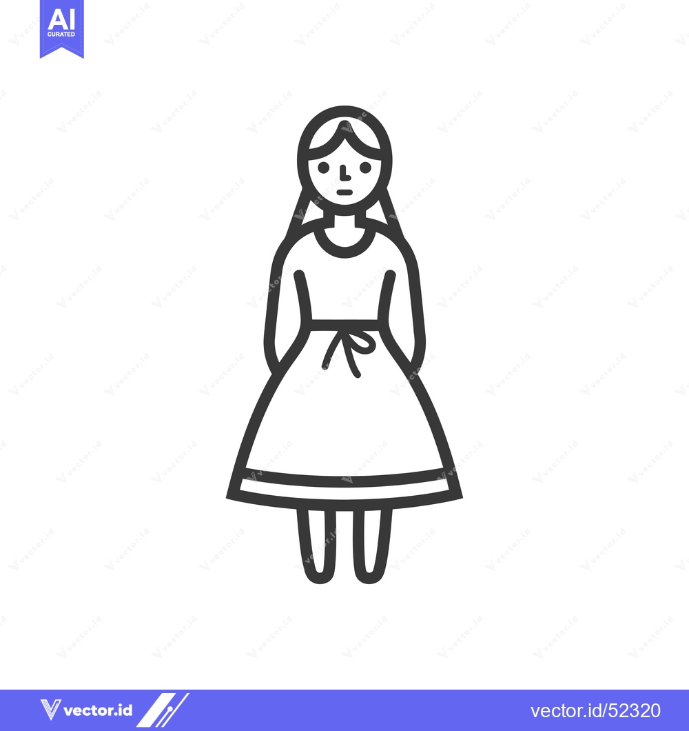 Premium Vector dari Line art illustration of a girl in a dress