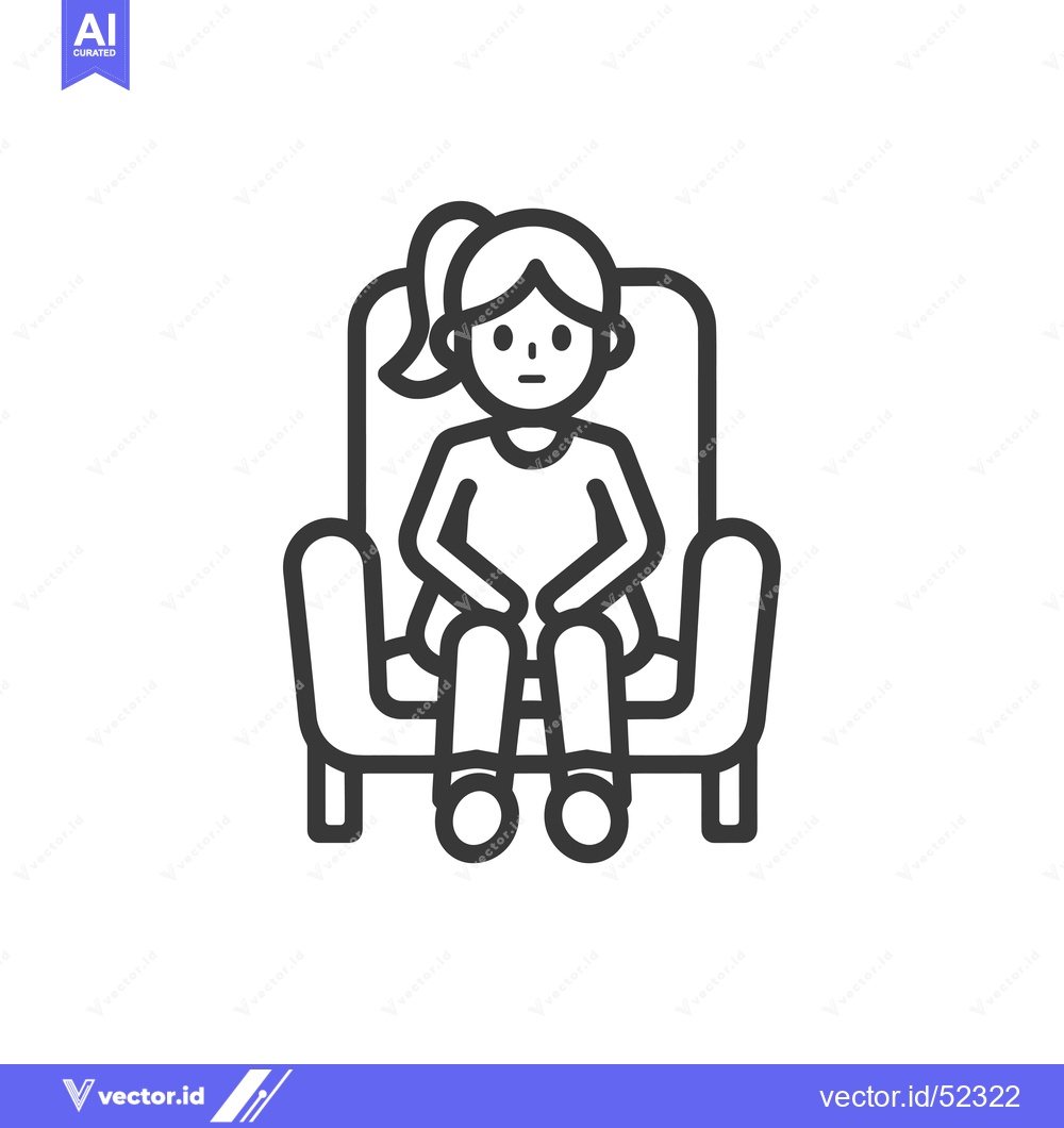 Premium Vector of Line Art Illustration of a Girl Sitting in an Armchair