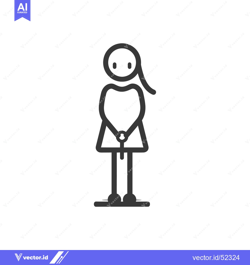 Premium Vector dari Line Art Illustration of a Girl Standing with Her Hands Clasped