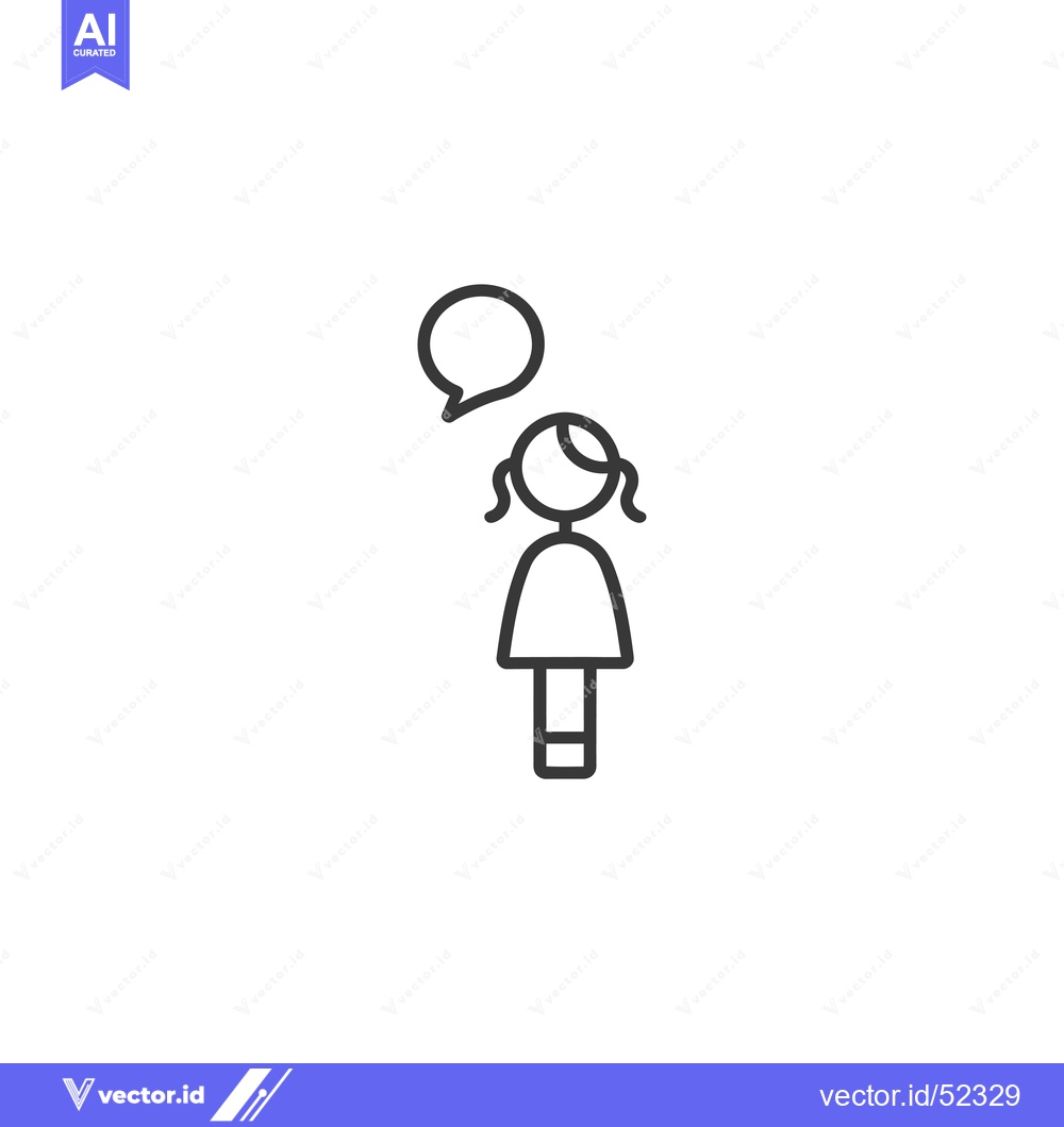 Premium Vector dari Line Art Illustration of a Girl with a Speech Bubble