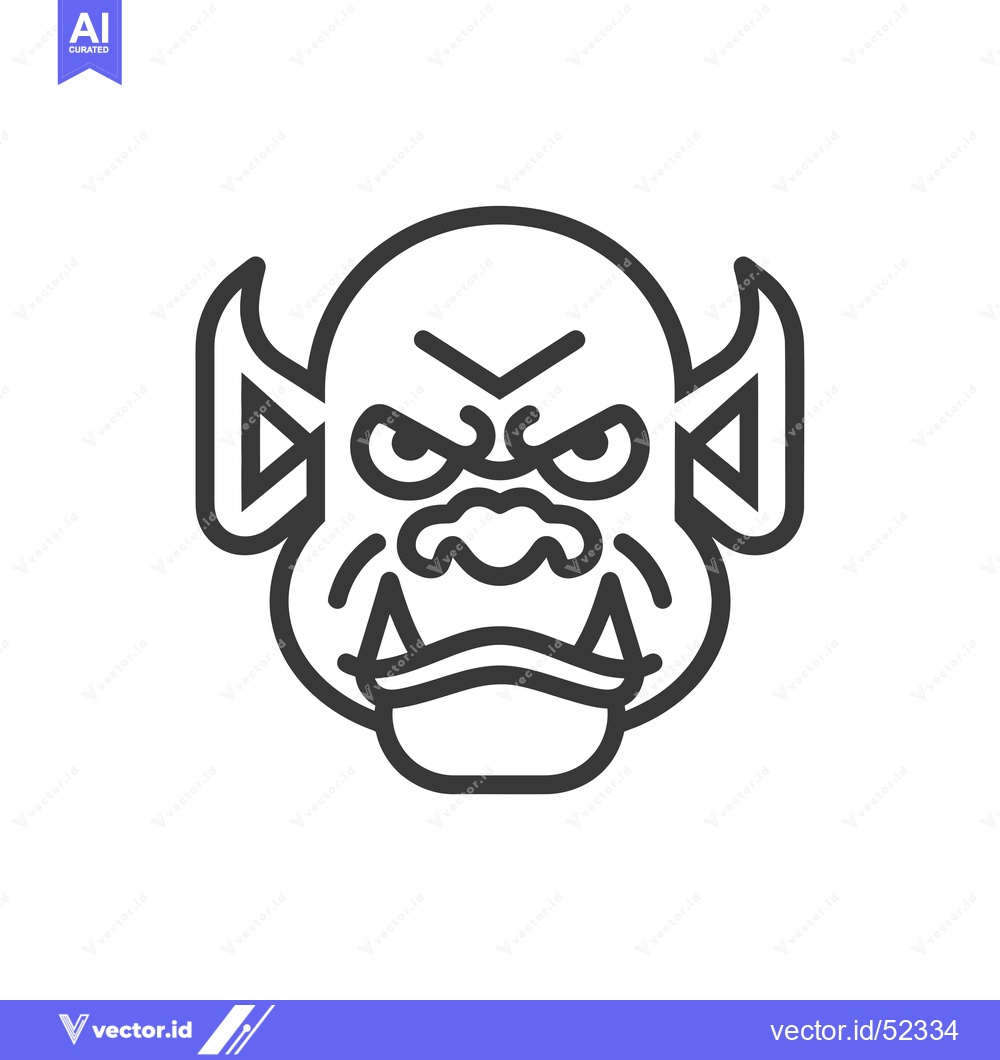 Premium Vector dari Line Art Illustration of a Glaring Orc Face with Fangs