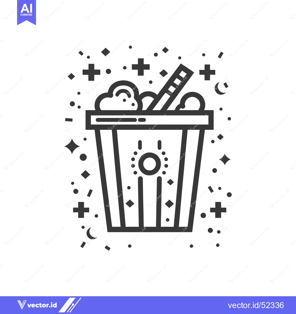 Premium Vector of Line Art Illustration of a Glass with Foamy Drink and a Straw