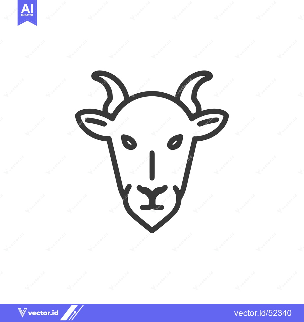 Premium Vector dari Line Art Illustration of a Goat's Head