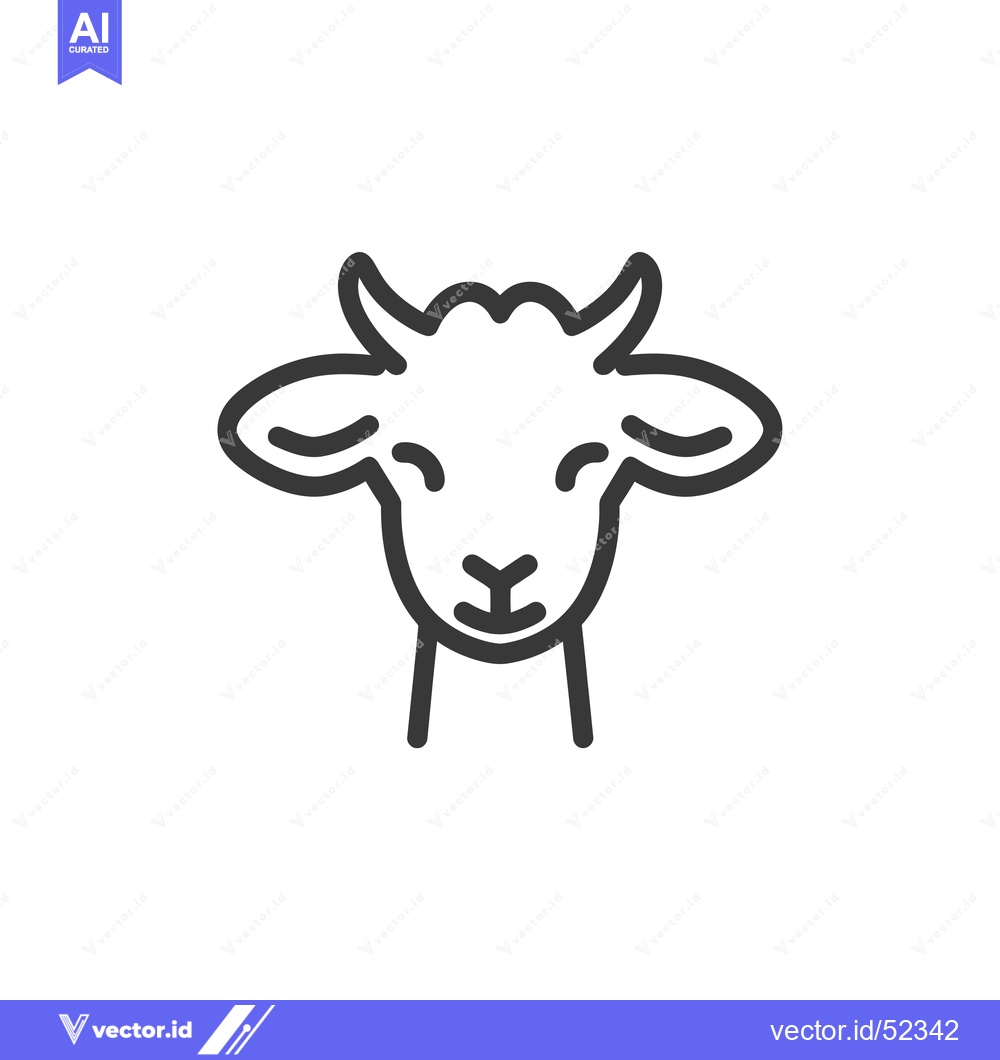 Premium Vector of Line Art Illustration of a Goat's Head