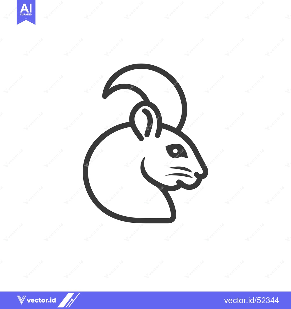Premium Vector of Line Art Illustration of a Goat's Head with Curved Horns