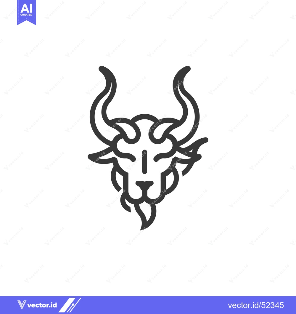 Premium Vector dari Line Art Illustration of a Goat's Head with Horns