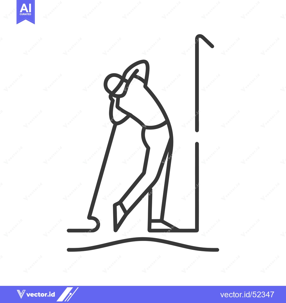 Premium Vector of Line Art Illustration of a Golfer Swinging a Golf Club