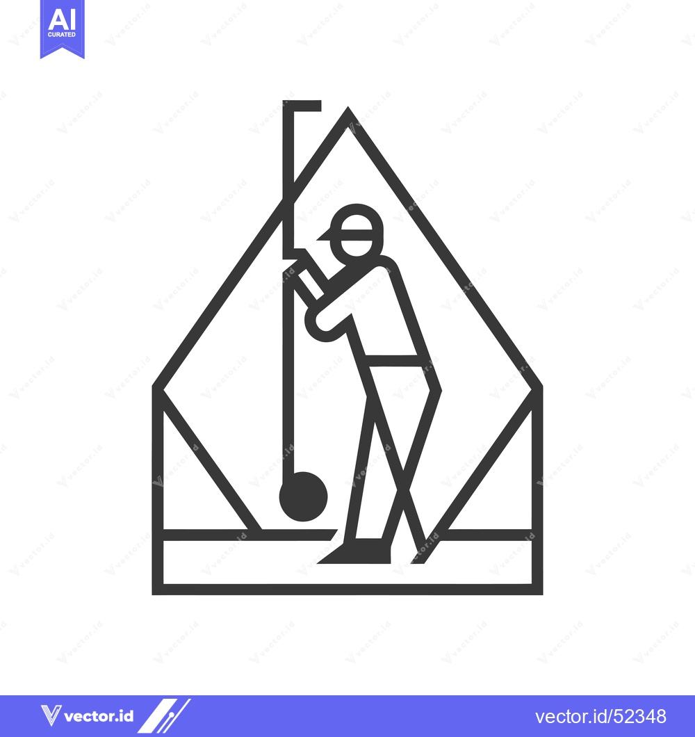Premium Vector of Line Art Illustration of a Golfer Swinging in a Triangle