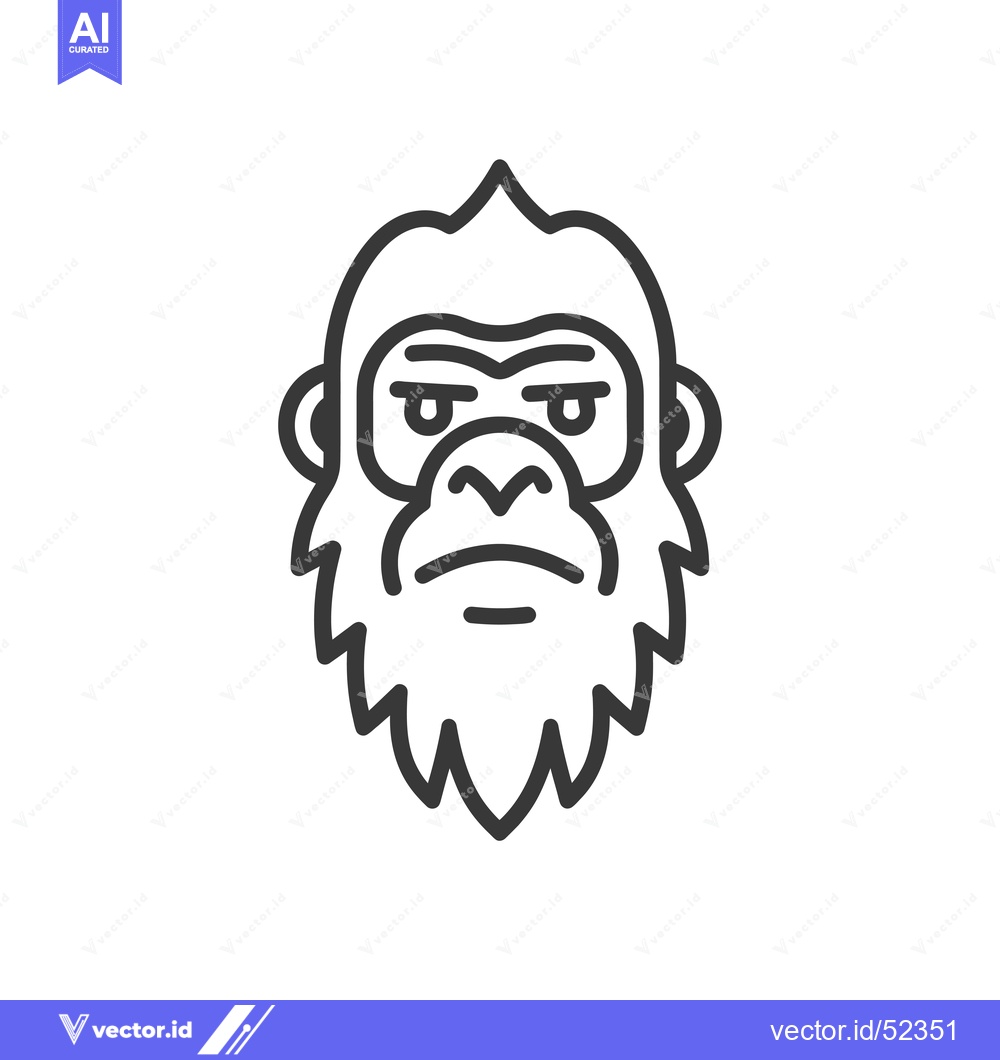 Premium Vector of Line Art Illustration of a Gorilla's Face
