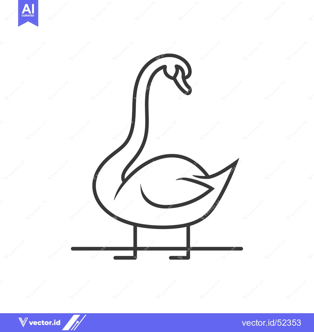 Premium Vector dari Line Art Illustration of a Graceful Swan