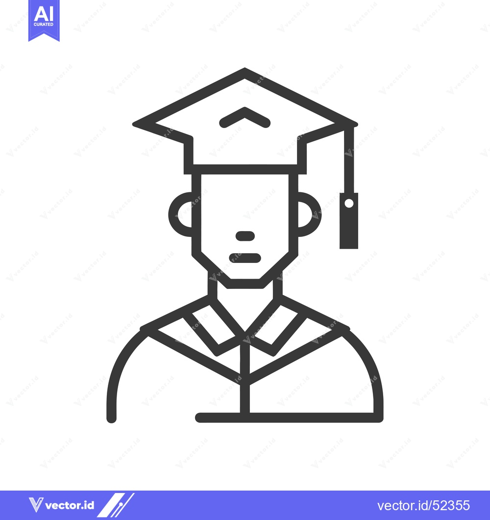 Premium Vector dari Line art illustration of a graduate wearing a cap and gown