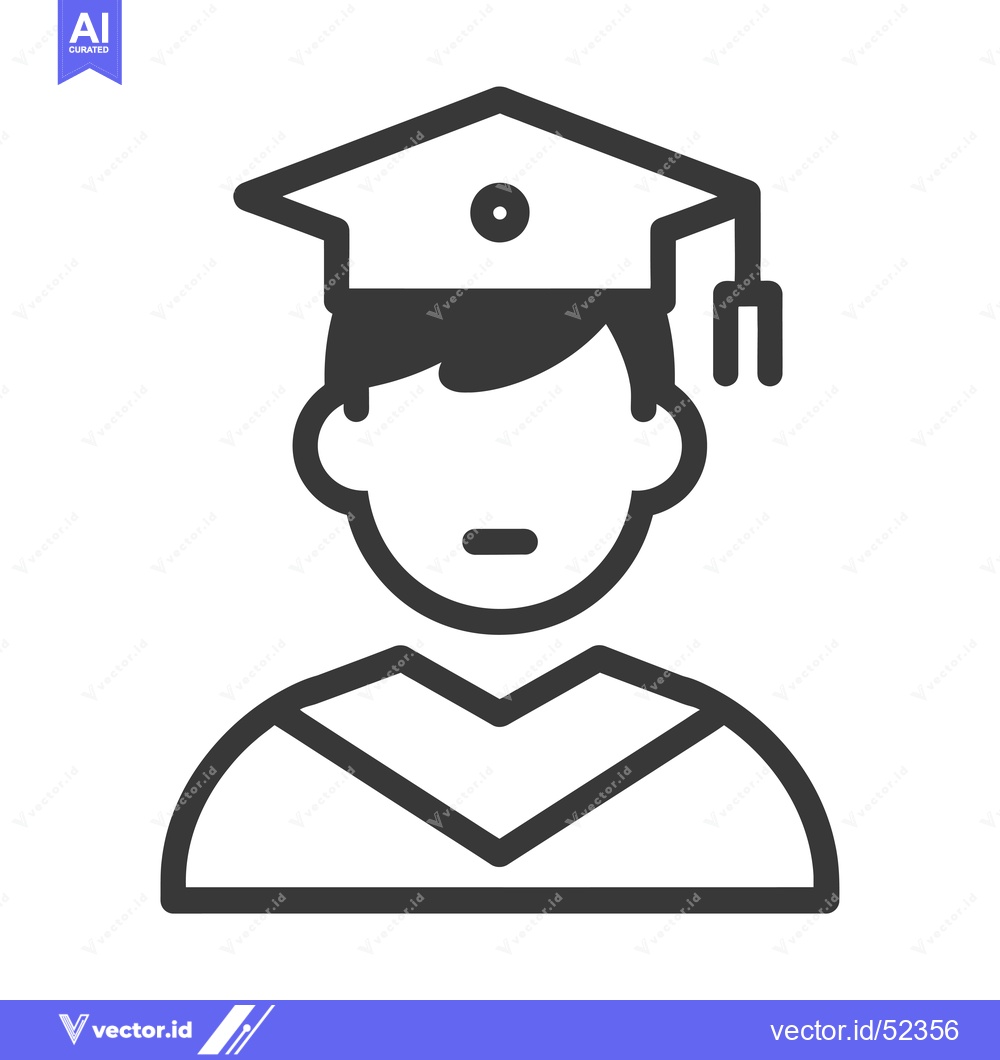 Premium Vector of Line Art Illustration of a Graduate Wearing a Cap and Gown
