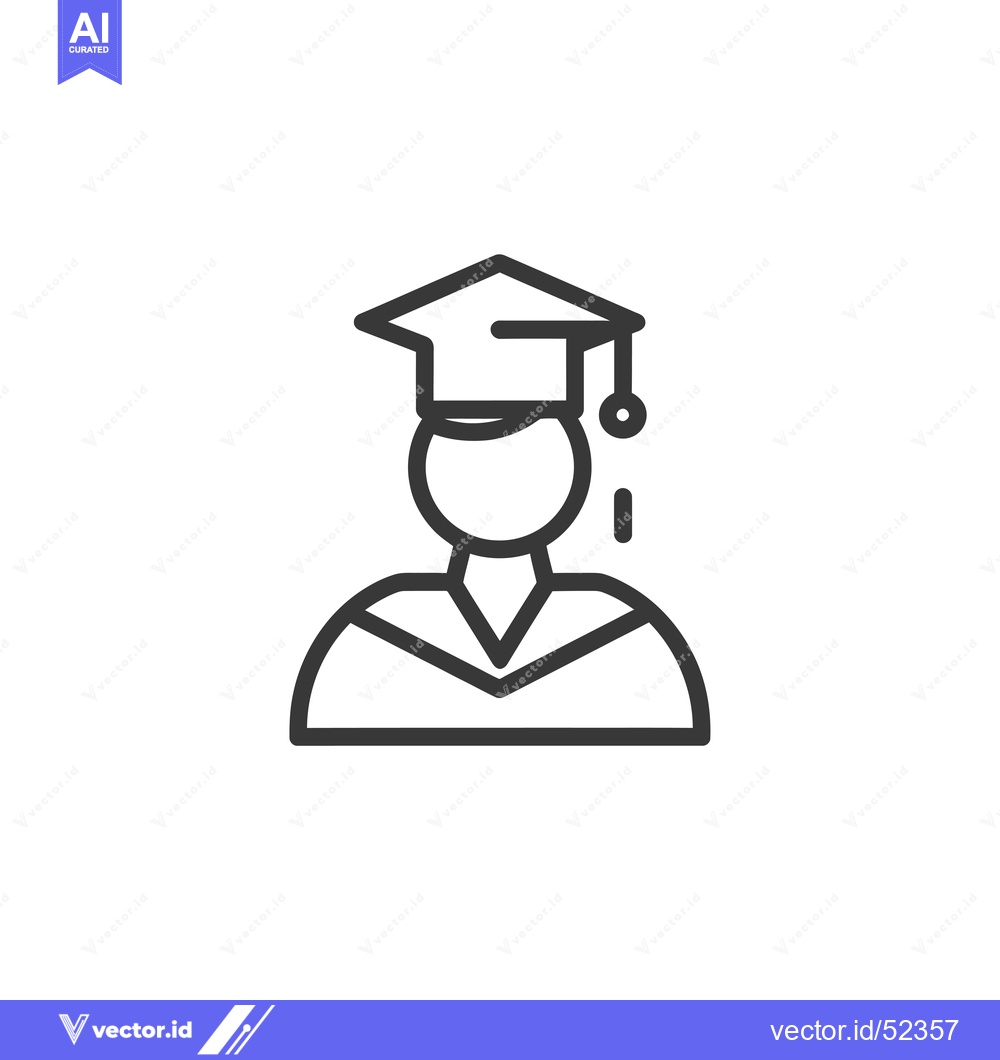 Premium Vector dari Line art illustration of a graduate wearing a cap and gown