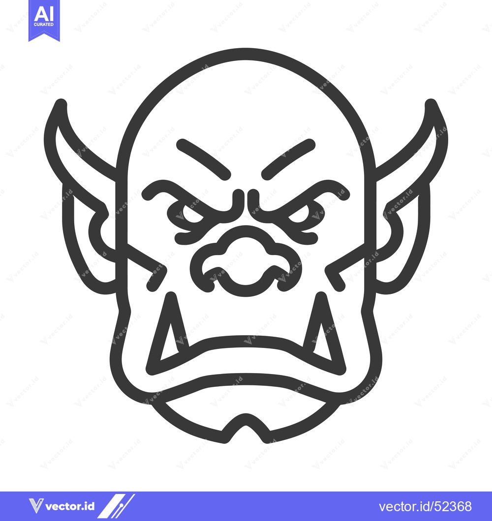 Premium Vector of Line Art Illustration of a Groggy and Angry Monster Face