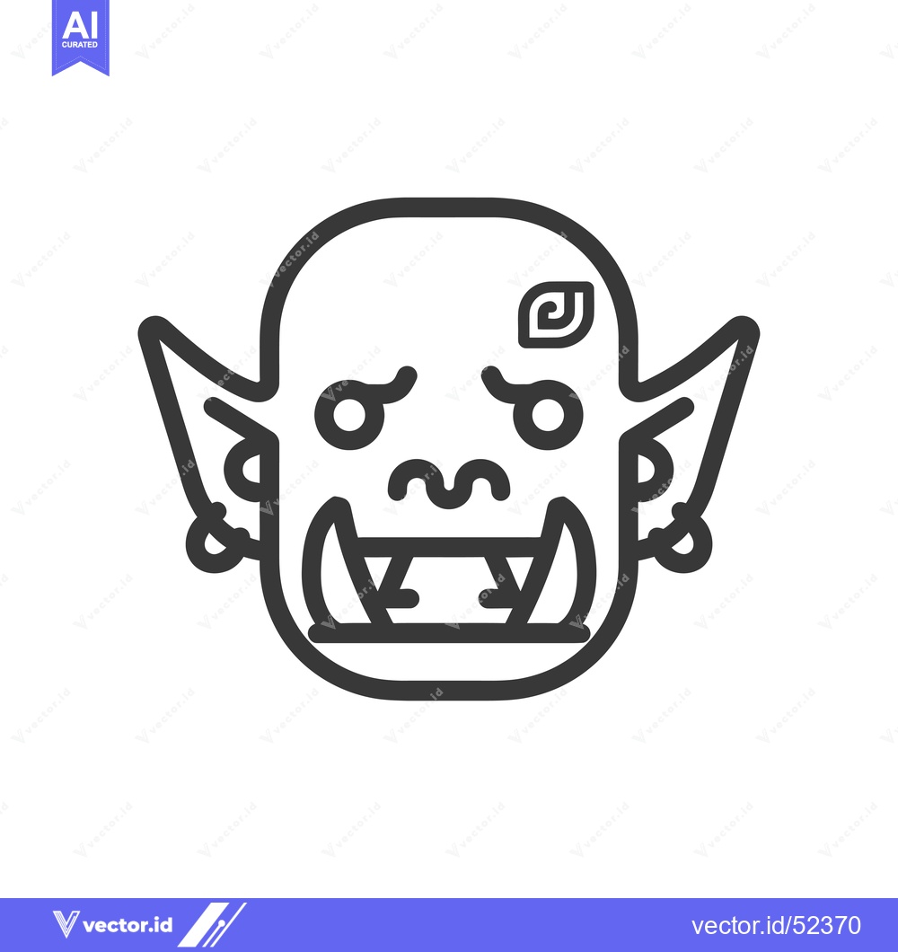 Premium Vector dari Line Art Illustration of a Grotesque, Fanged Creature with Large Ears