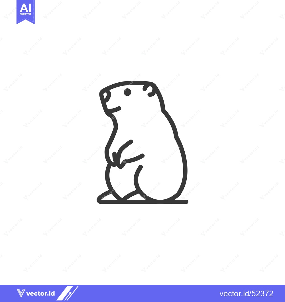 Premium Vector dari Line Art Illustration of a Groundhog Sitting Upright