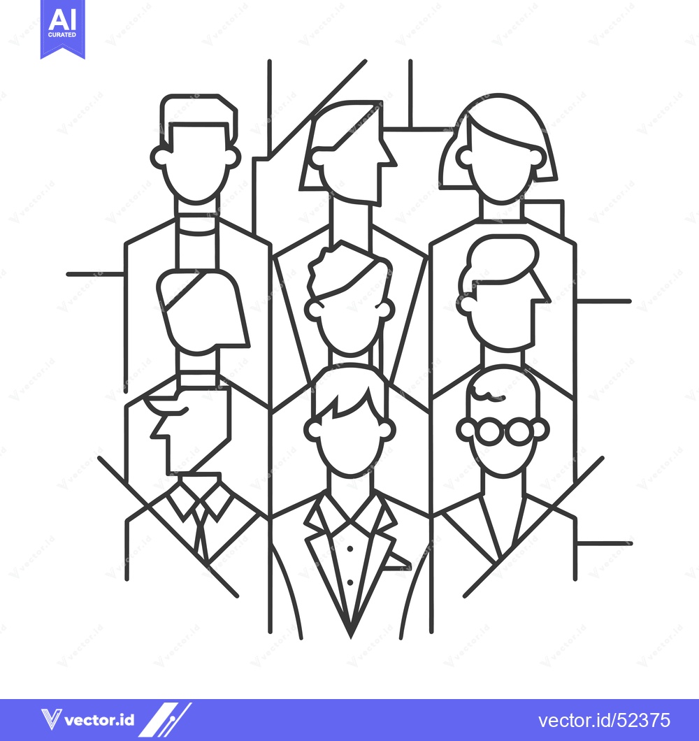 Premium Vector dari Line Art Illustration of a Group of People
