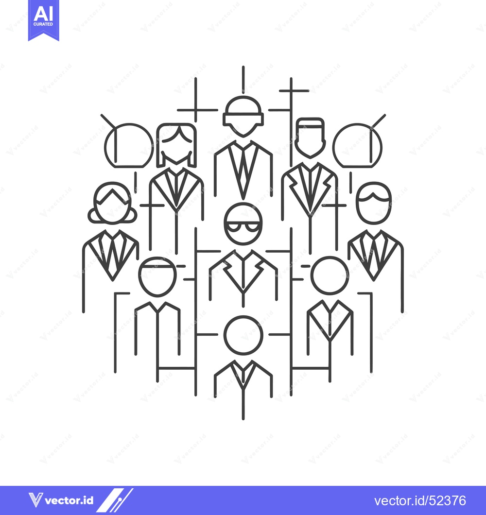 Premium Vector dari Line Art Illustration of a Group of People in Suits