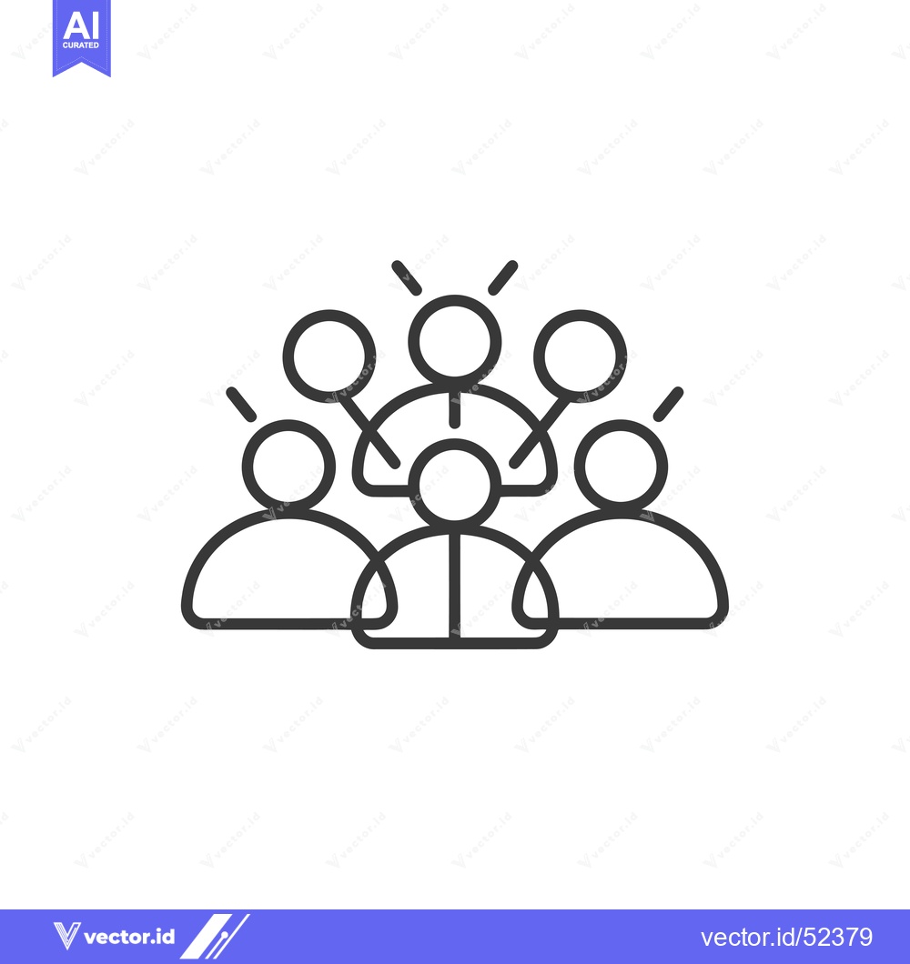 Premium Vector of Line Art Illustration of a Group of People with a Leader