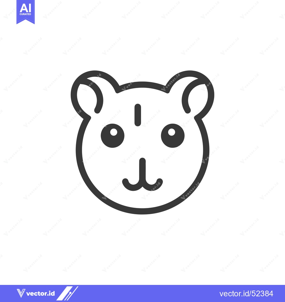 Premium Vector of Line Art Illustration of a Guinea Pig's Face