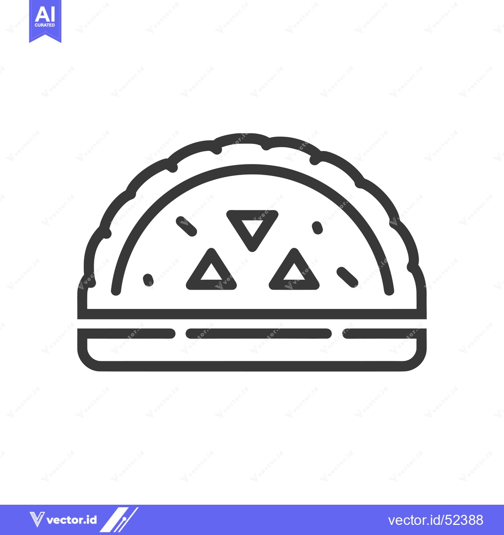 Premium Vector of Line art illustration of a half-moon shaped pastry