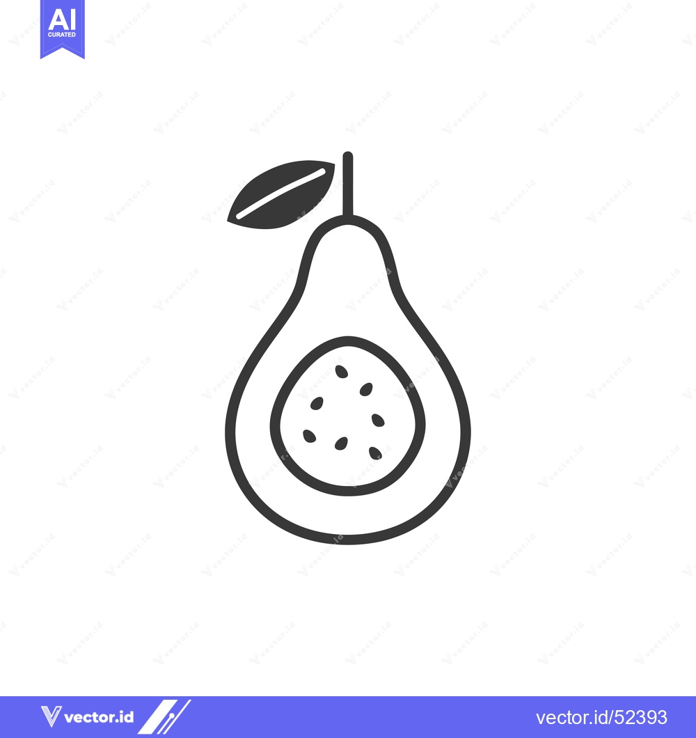 Premium Vector dari Line art illustration of a halved avocado with a leaf