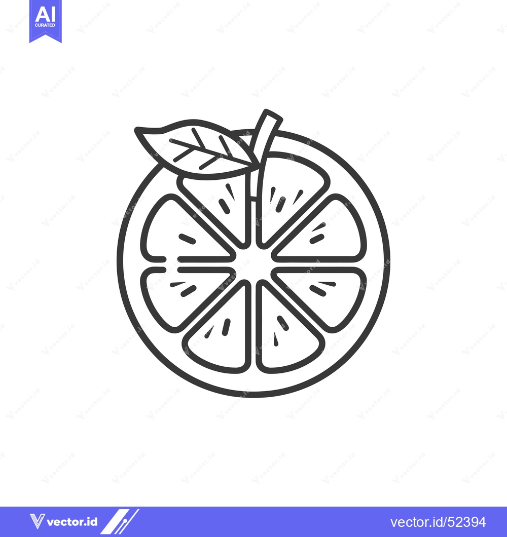 Premium Vector dari Line art illustration of a halved citrus fruit with a leaf
