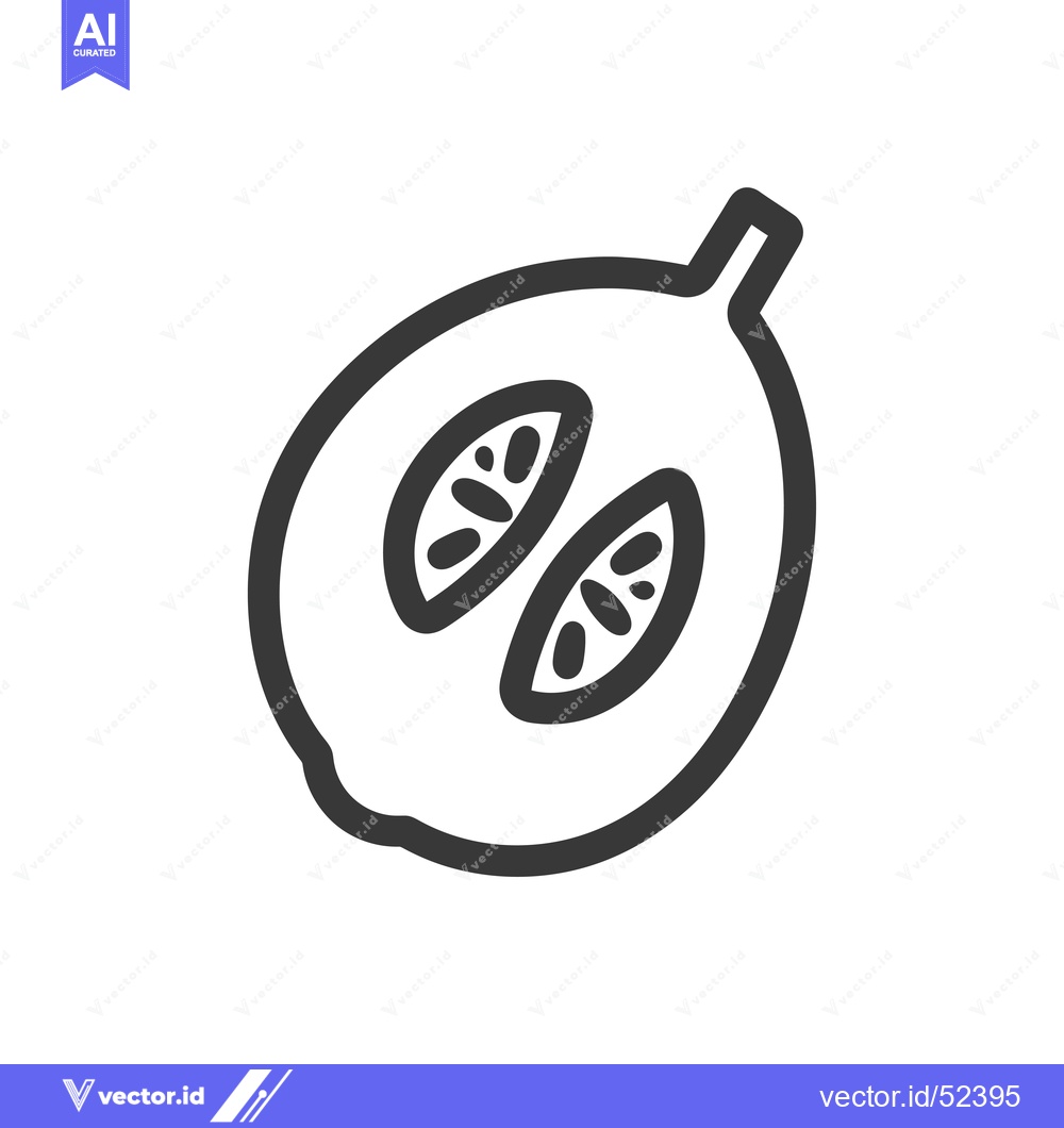 Premium Vector of Line art illustration of a halved melon with seeds