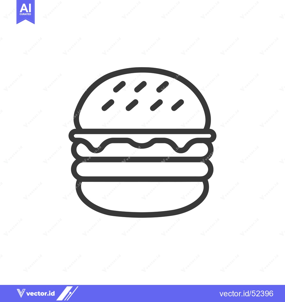 Premium Vector dari Line Art Illustration of a Hamburger