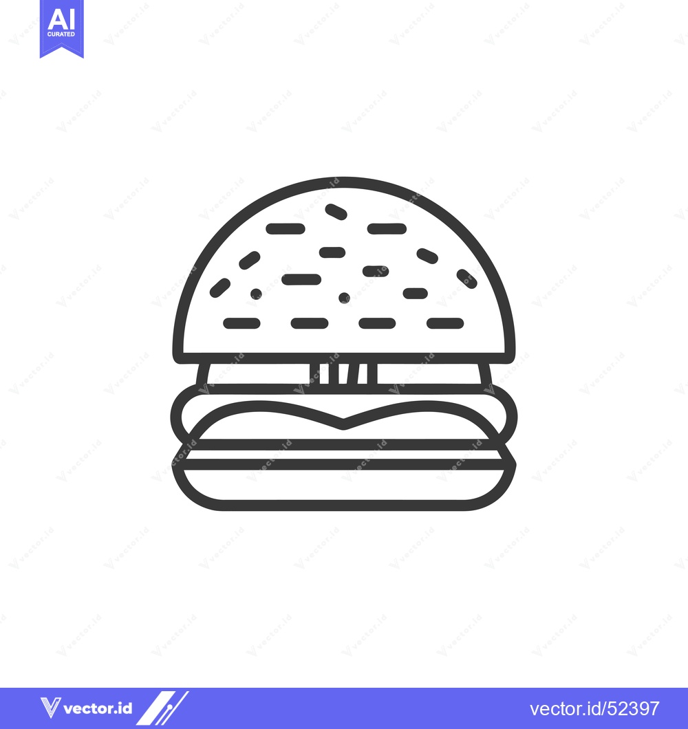 Premium Vector of Line Art Illustration of a Hamburger