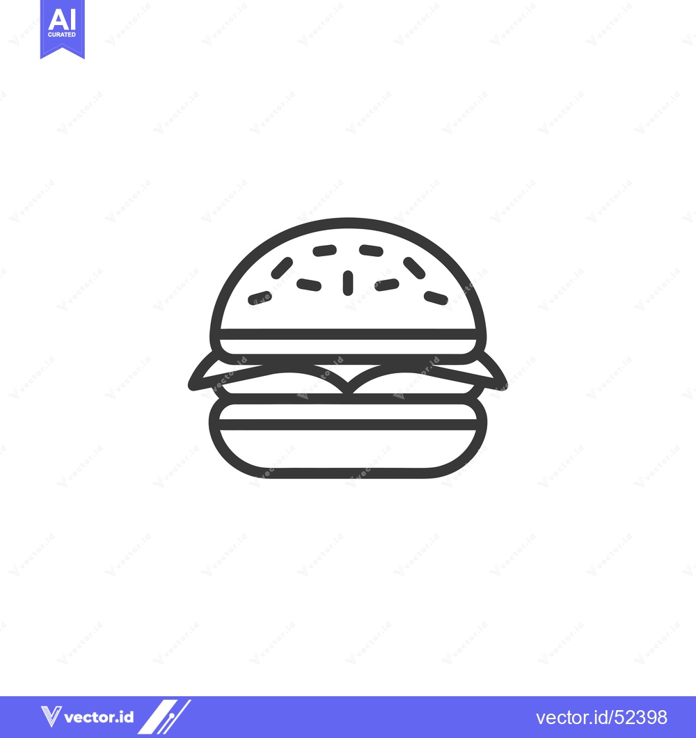 Premium Vector of Line Art Illustration of a Hamburger