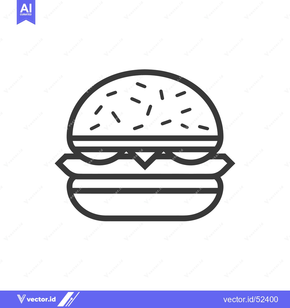 Premium Vector of Line Art Illustration of a Hamburger with Sesame Seeds