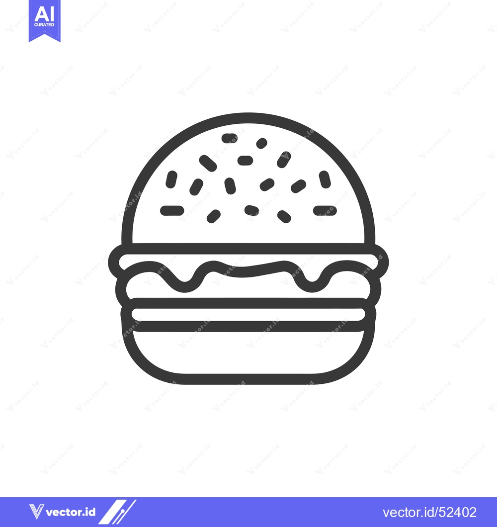 Premium Vector dari Line Art Illustration of a Hamburger with Sprinkles