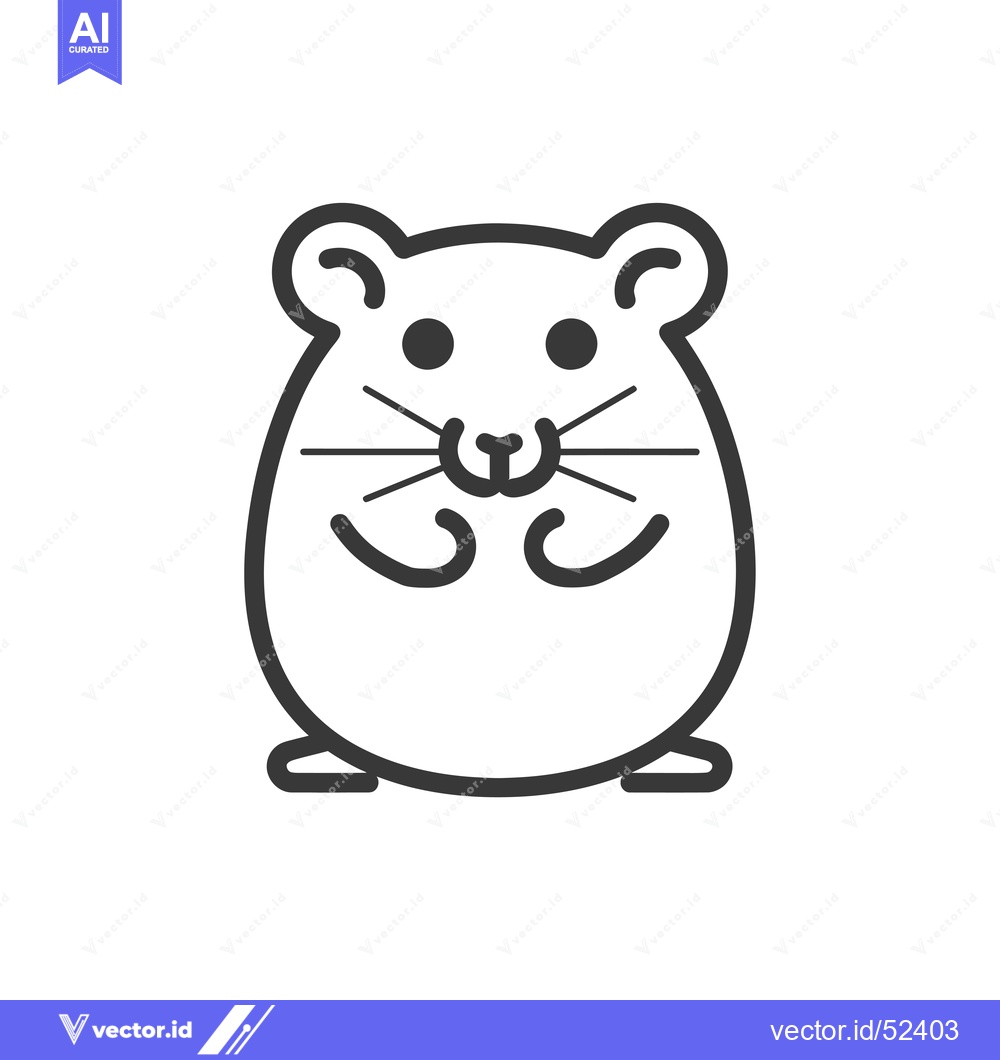 Premium Vector of Line Art Illustration of a Hamster
