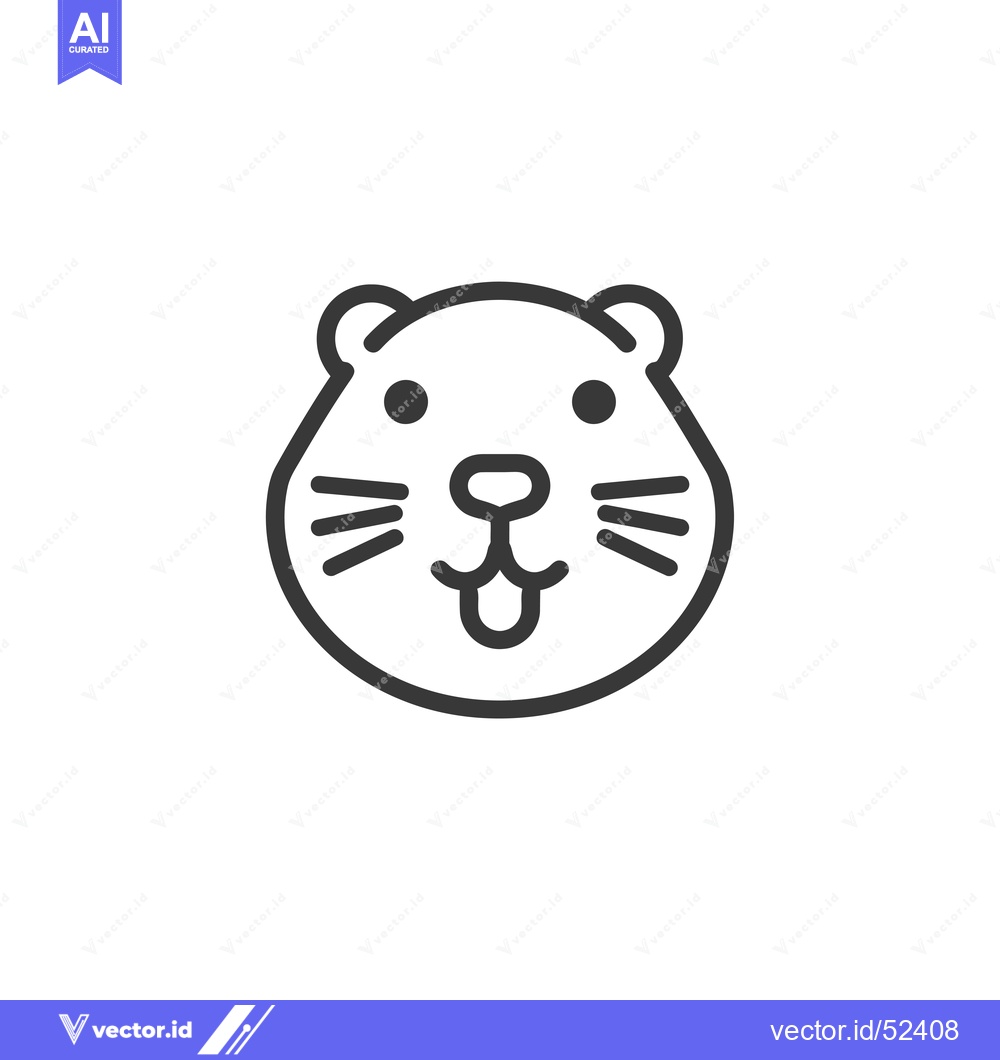 Premium Vector dari Line Art Illustration of a Hamster Face with Tongue Sticking Out