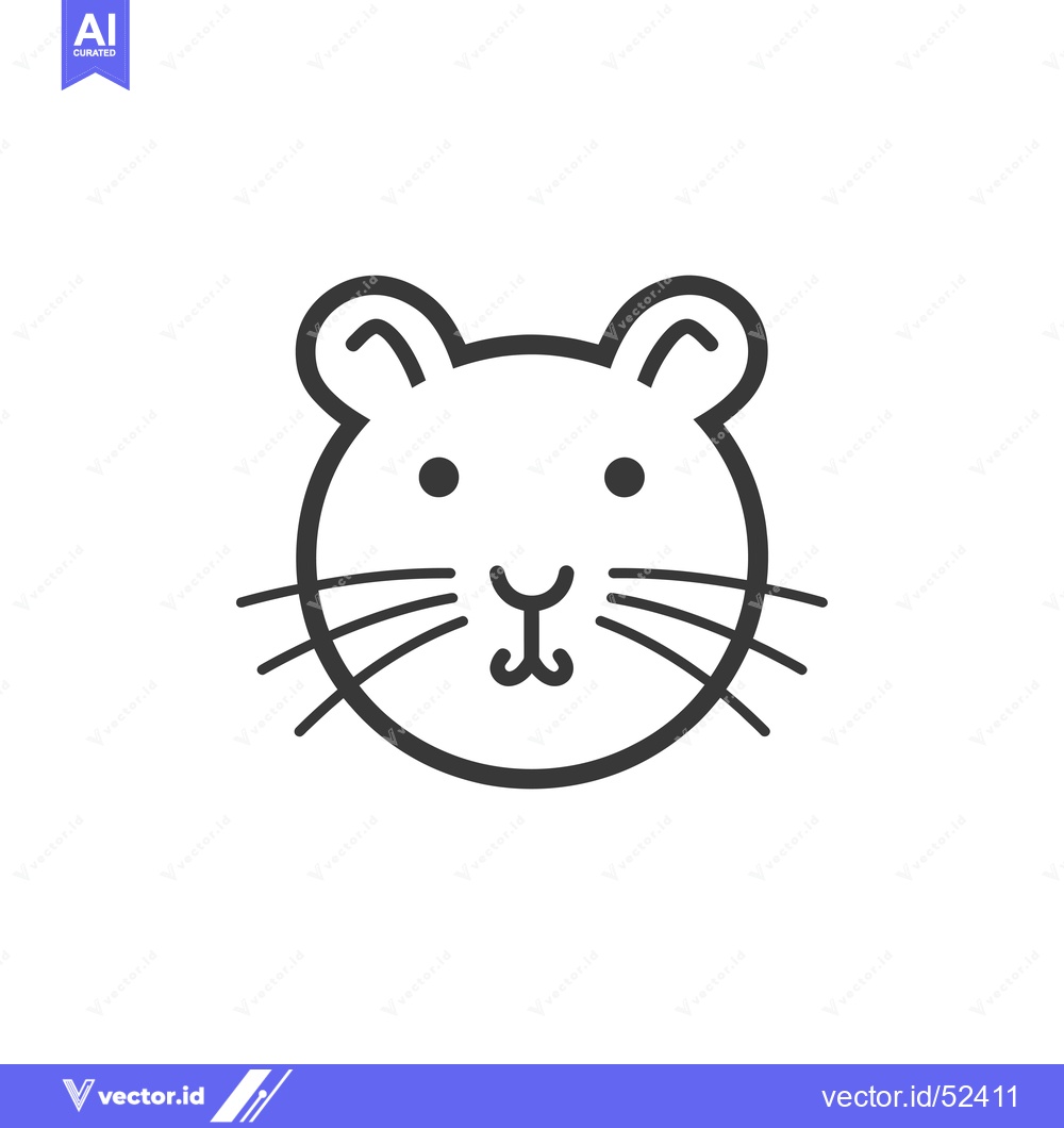 Premium Vector dari Line Art Illustration of a Hamster's Face