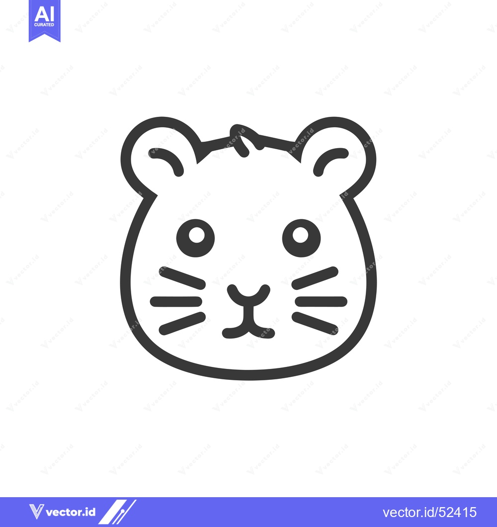Premium Vector dari Line Art Illustration of a Hamster's Face