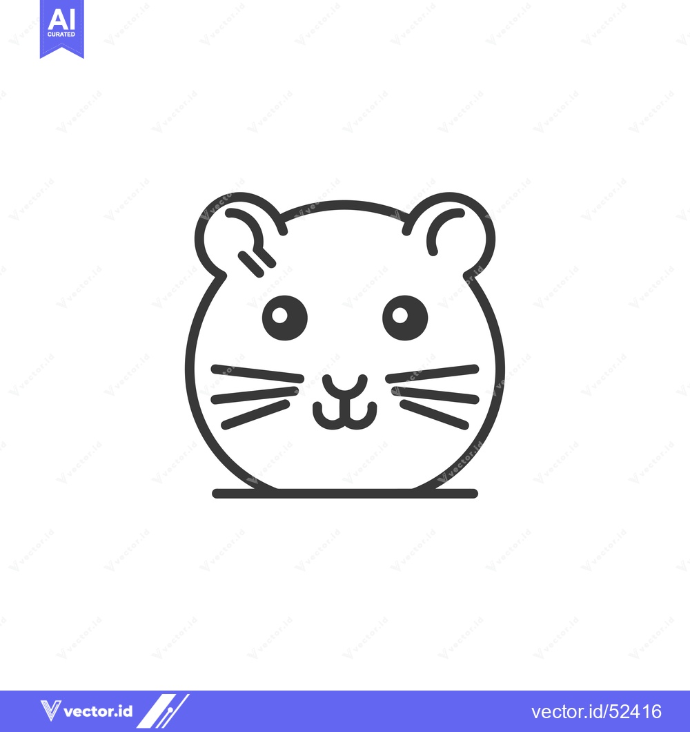 Premium Vector dari Line Art Illustration of a Hamster's Face