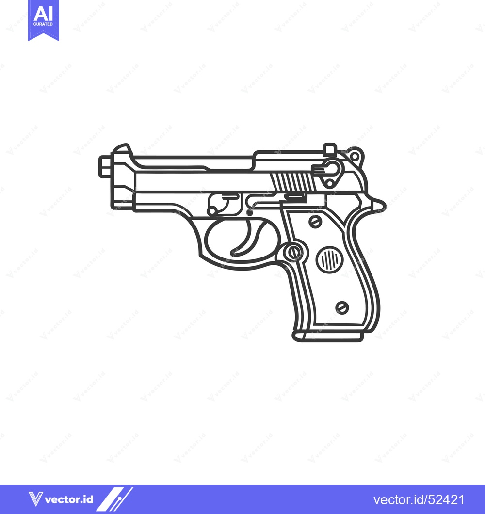 Premium Vector dari Line Art Illustration of a Handgun