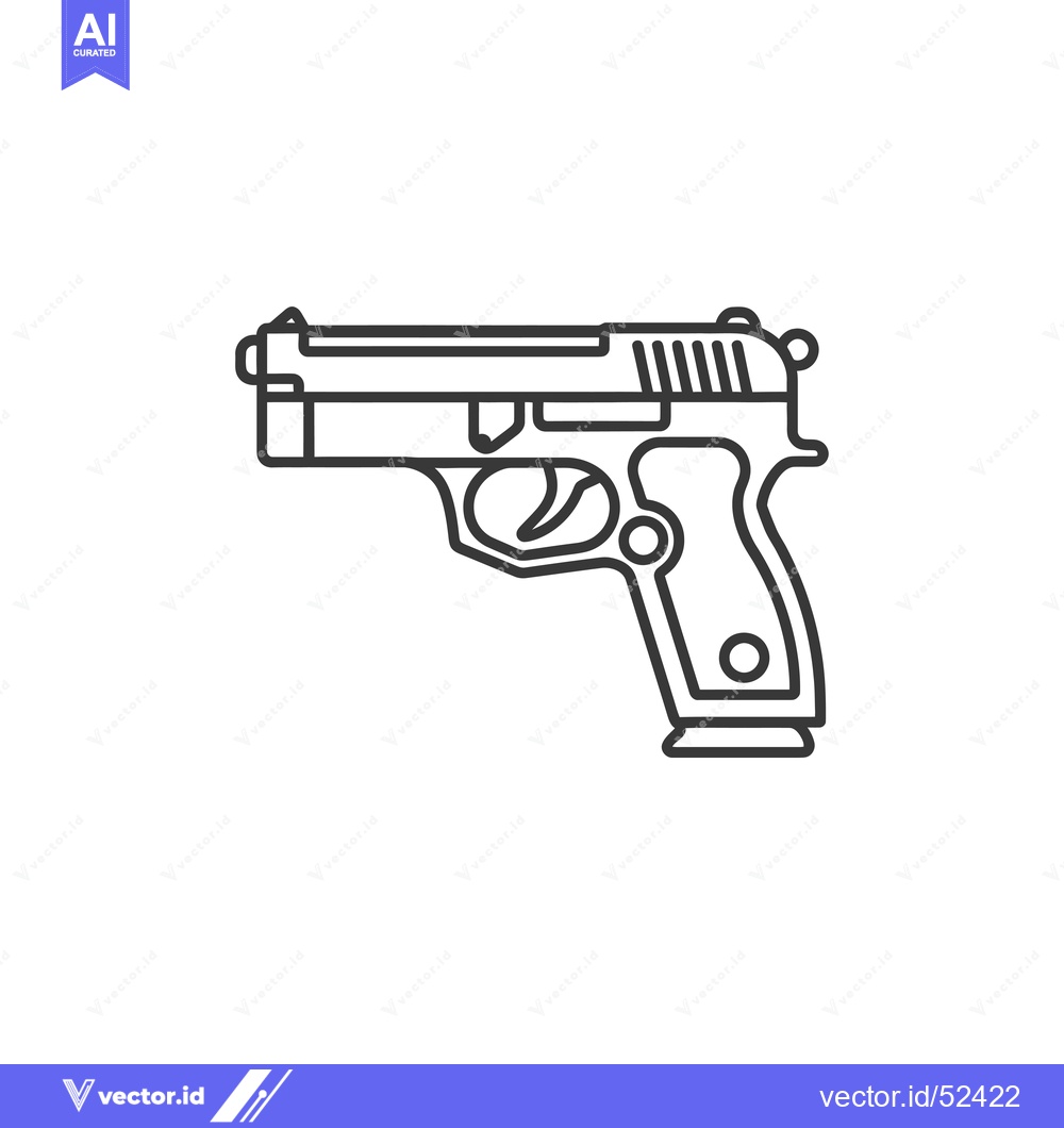 Premium Vector of Line Art Illustration of a Handgun
