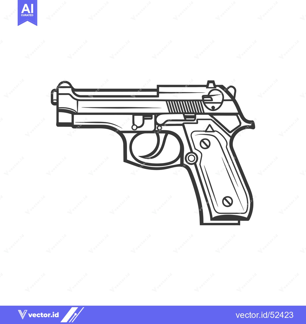 Premium Vector dari Line Art Illustration of a Handgun