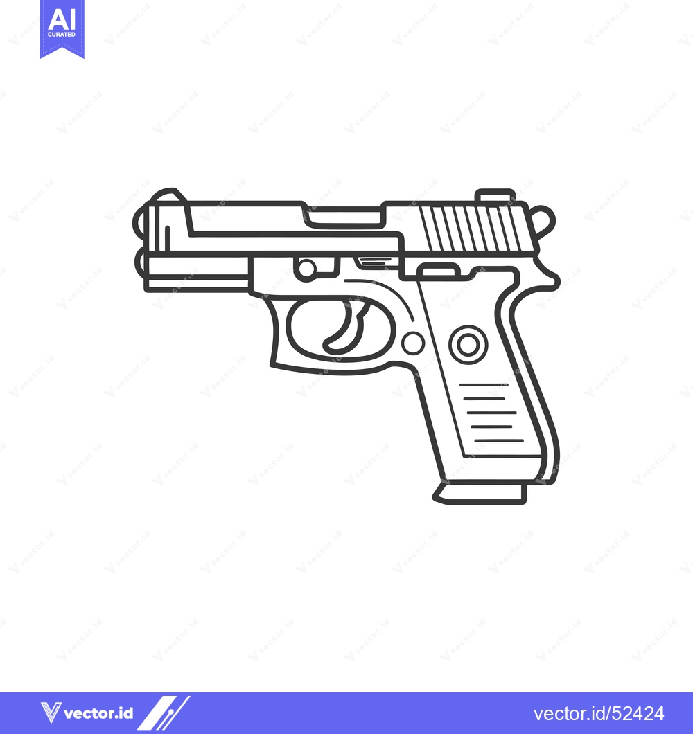 Premium Vector of Line Art Illustration of a Handgun