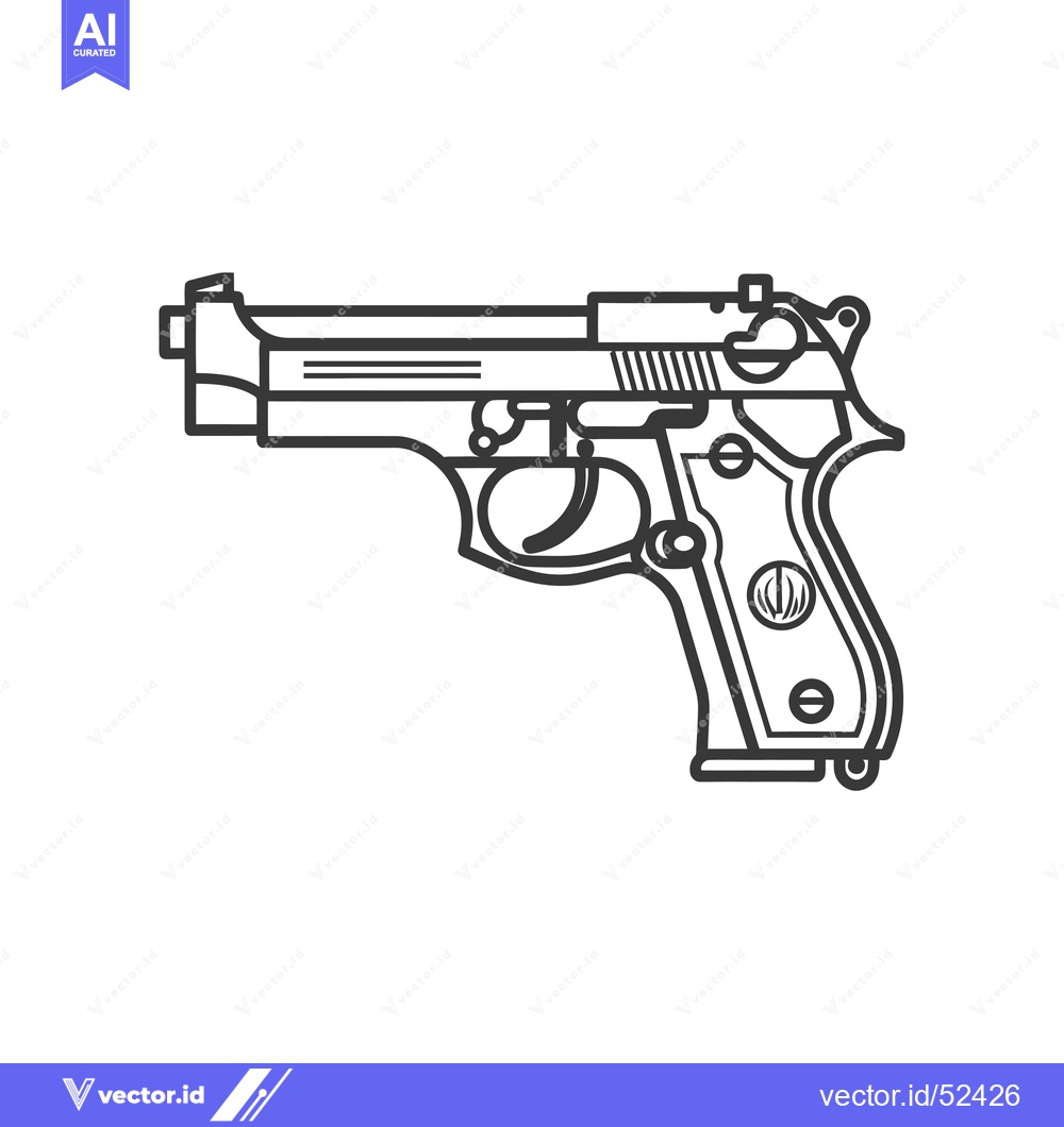 Premium Vector dari Line Art Illustration of a Handgun with a Safety