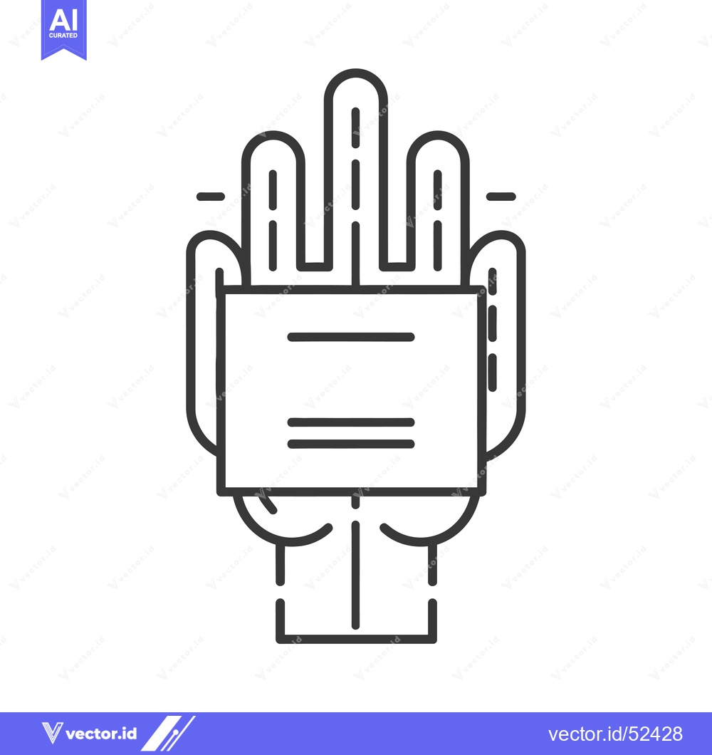 Premium Vector dari Line art illustration of a hand holding a blank rectangular card
